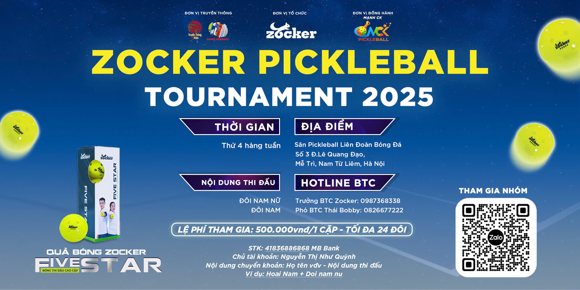 Sôi động Giải đấu ZOCKER PICKLEBALL TOURNAMENT 2025 chính thức khởi tranh
