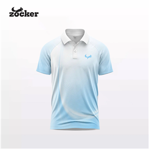 Áo Thi Đấu Pickleball Zocker Aspire Signature – Cổ bẻ – Trắng xanh