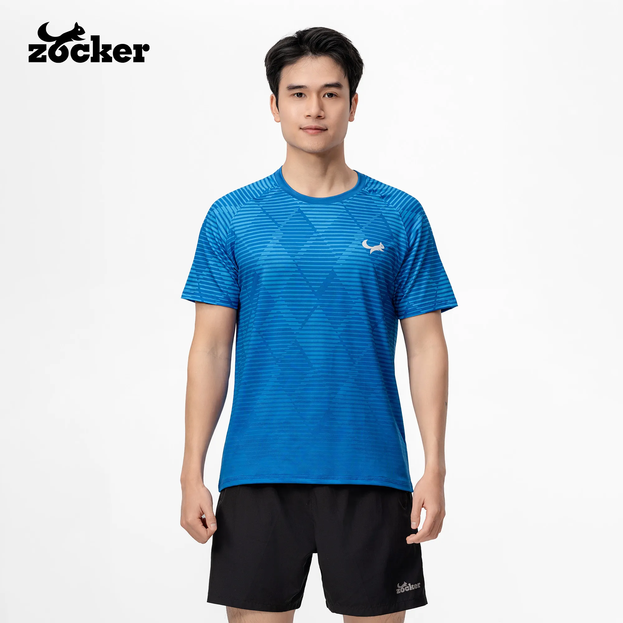 Áo Thi Đấu Pickleball Zocker JAC07 Nam – Cổ tròn – Xanh dương