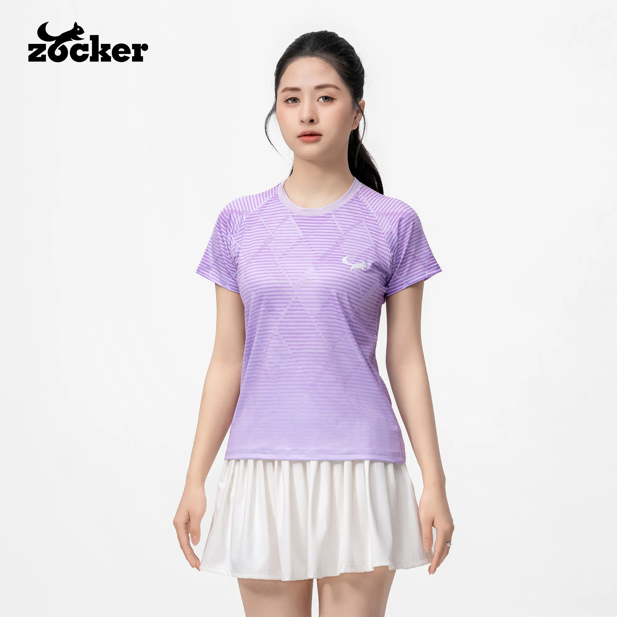 Áo Thi Đấu Pickleball Zocker JAC07 Nữ – Cổ tròn – Tím