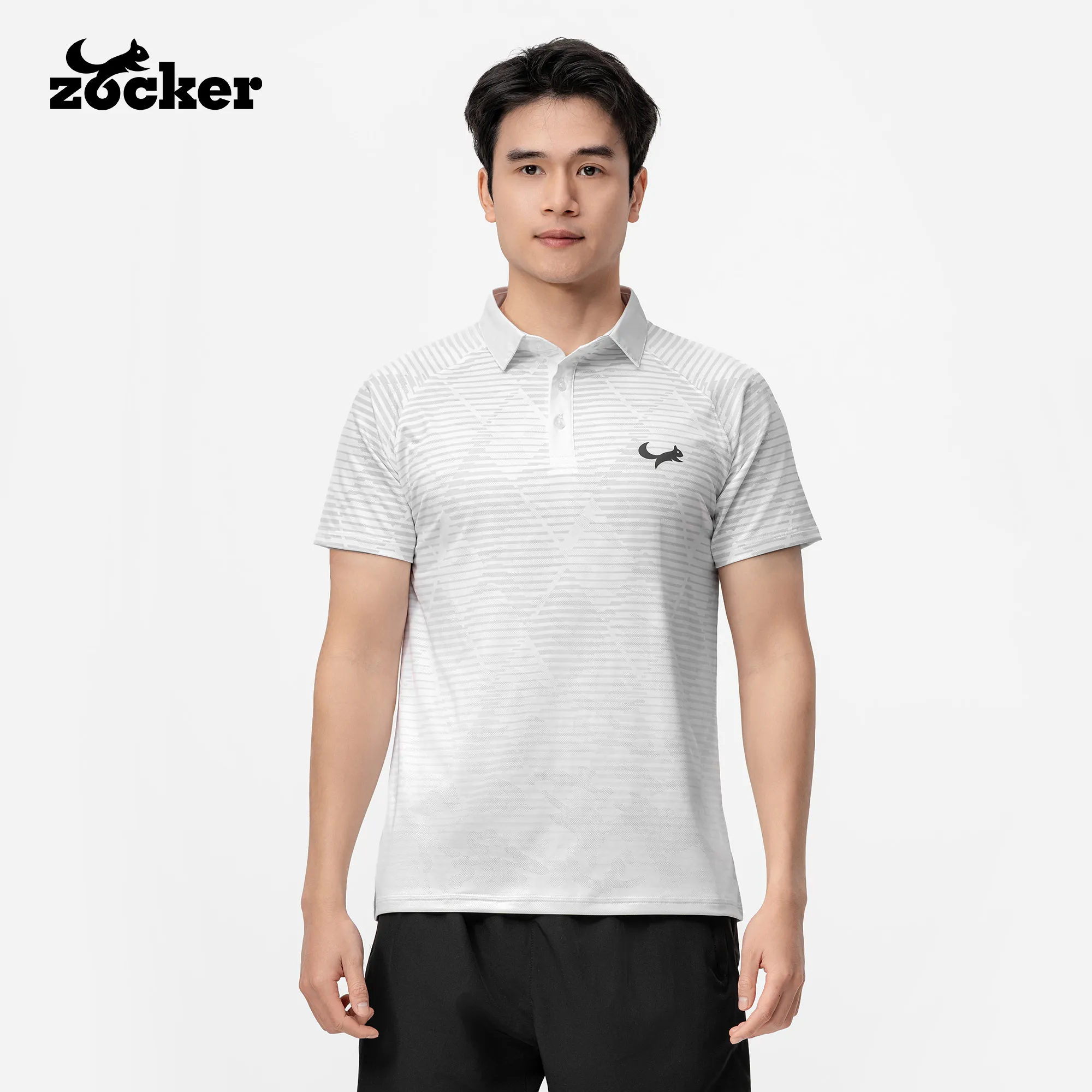 Áo Thi Đấu Pickleball Zocker JAC08 Nam – Cổ bẻ – Trắng