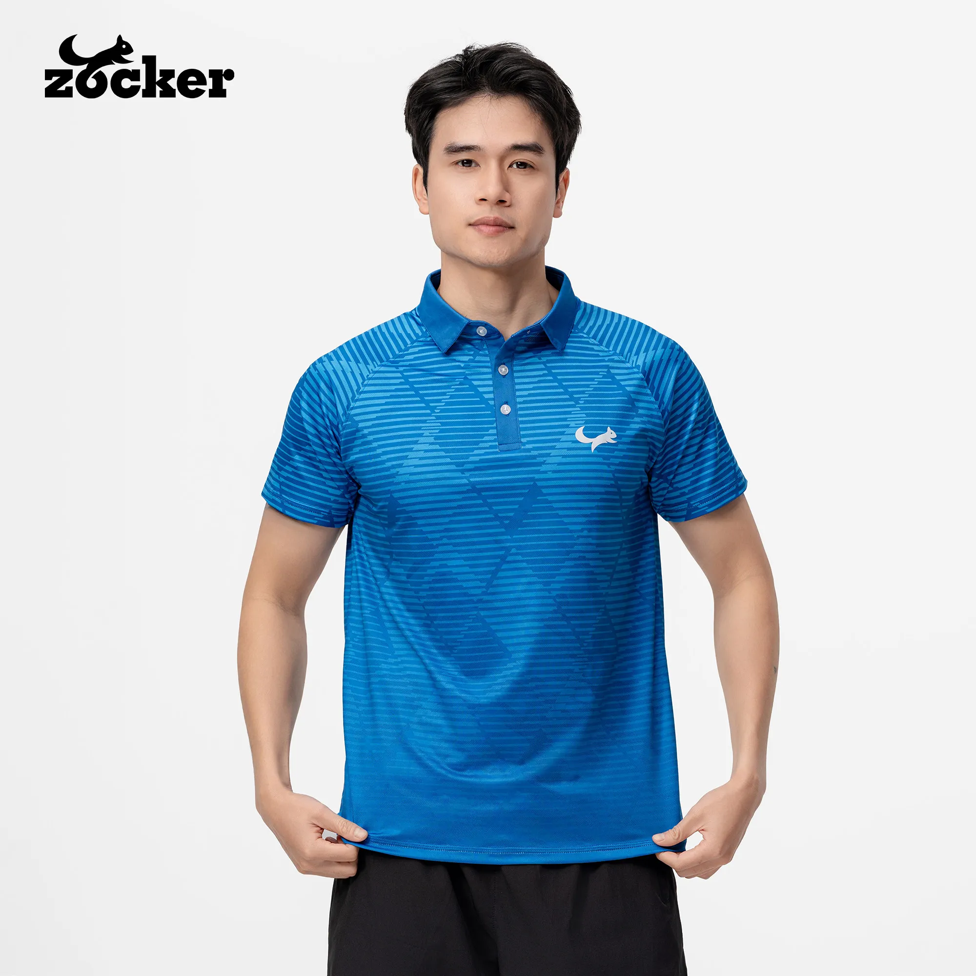 Áo Thi Đấu Pickleball Zocker JAC08 Nam – Cổ bẻ – Xanh Dương