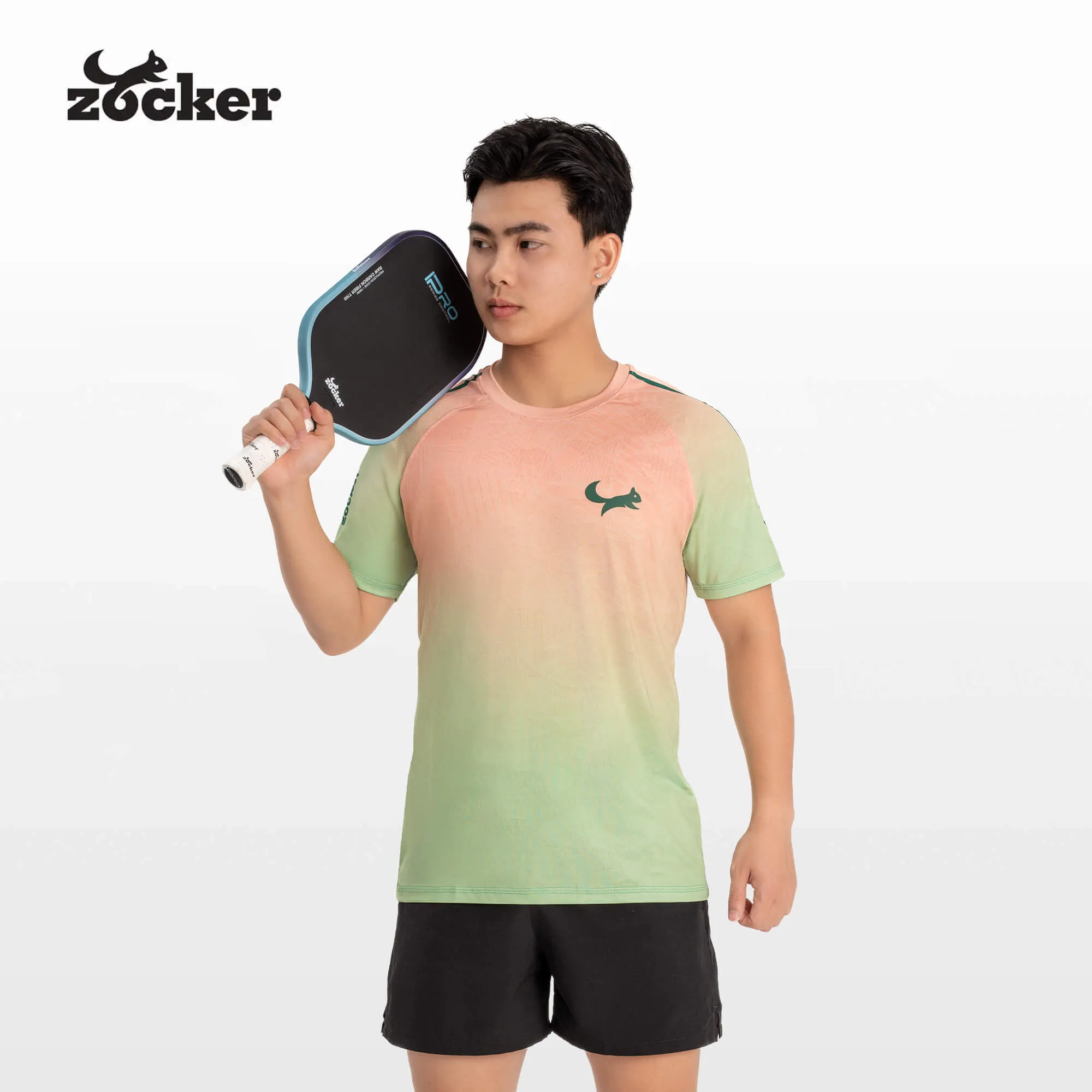 Áo Thi Đấu Pickleball Zocker JAC05 Nam - Cam/Xanh Lá