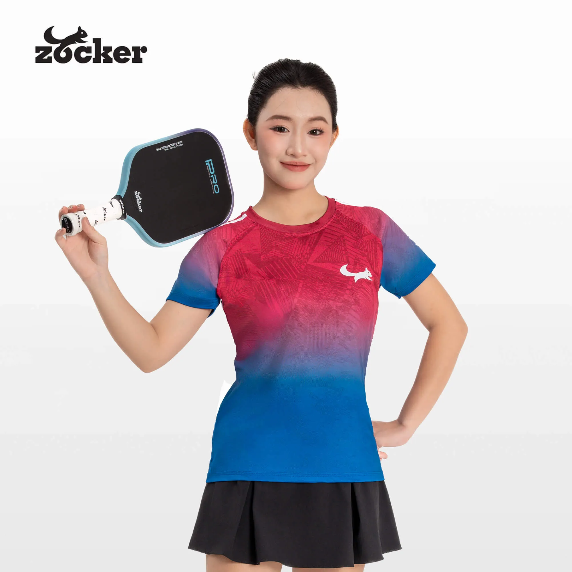 Áo Thi Đấu Pickleball Zocker JAC05 Nữ - Đỏ/Xanh Dương
