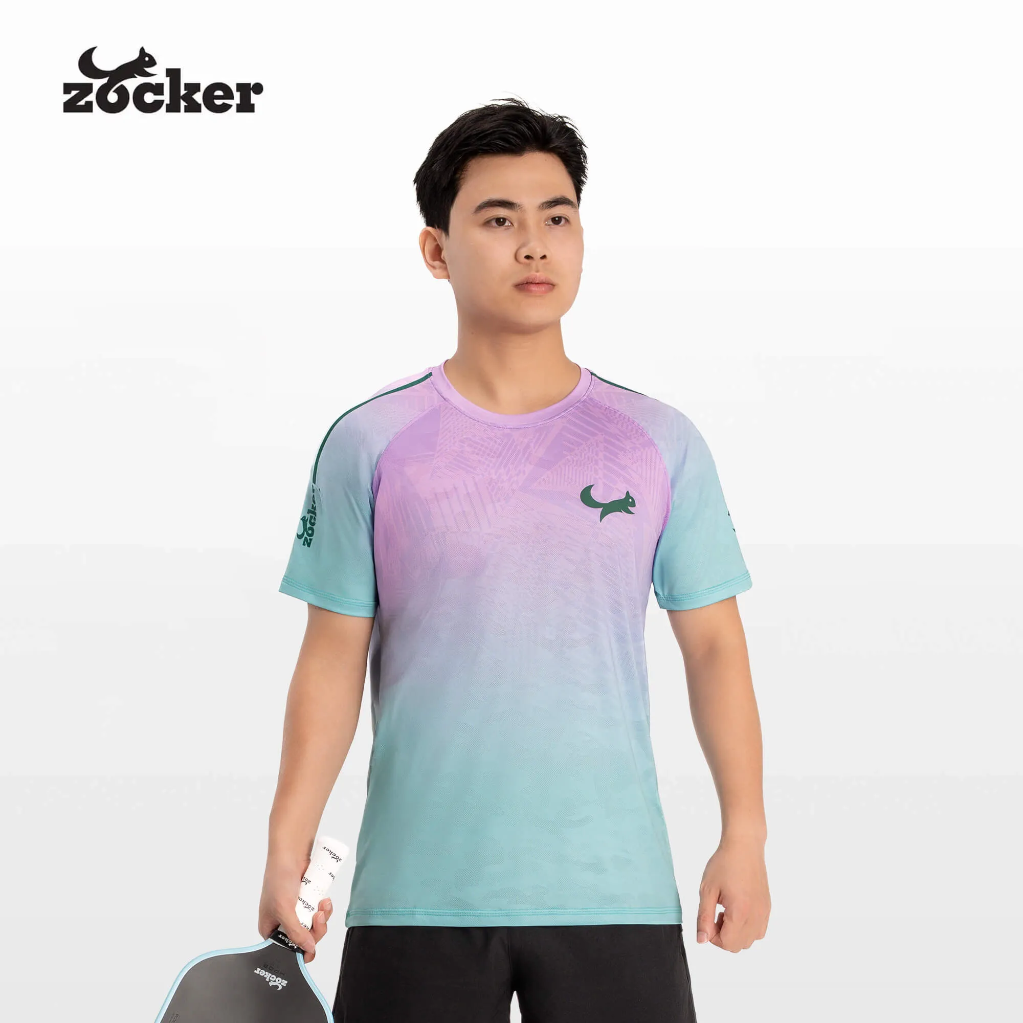 Áo Thi Đấu Pickleball Zocker JAC05 Nam - Tím/Xanh ngọc