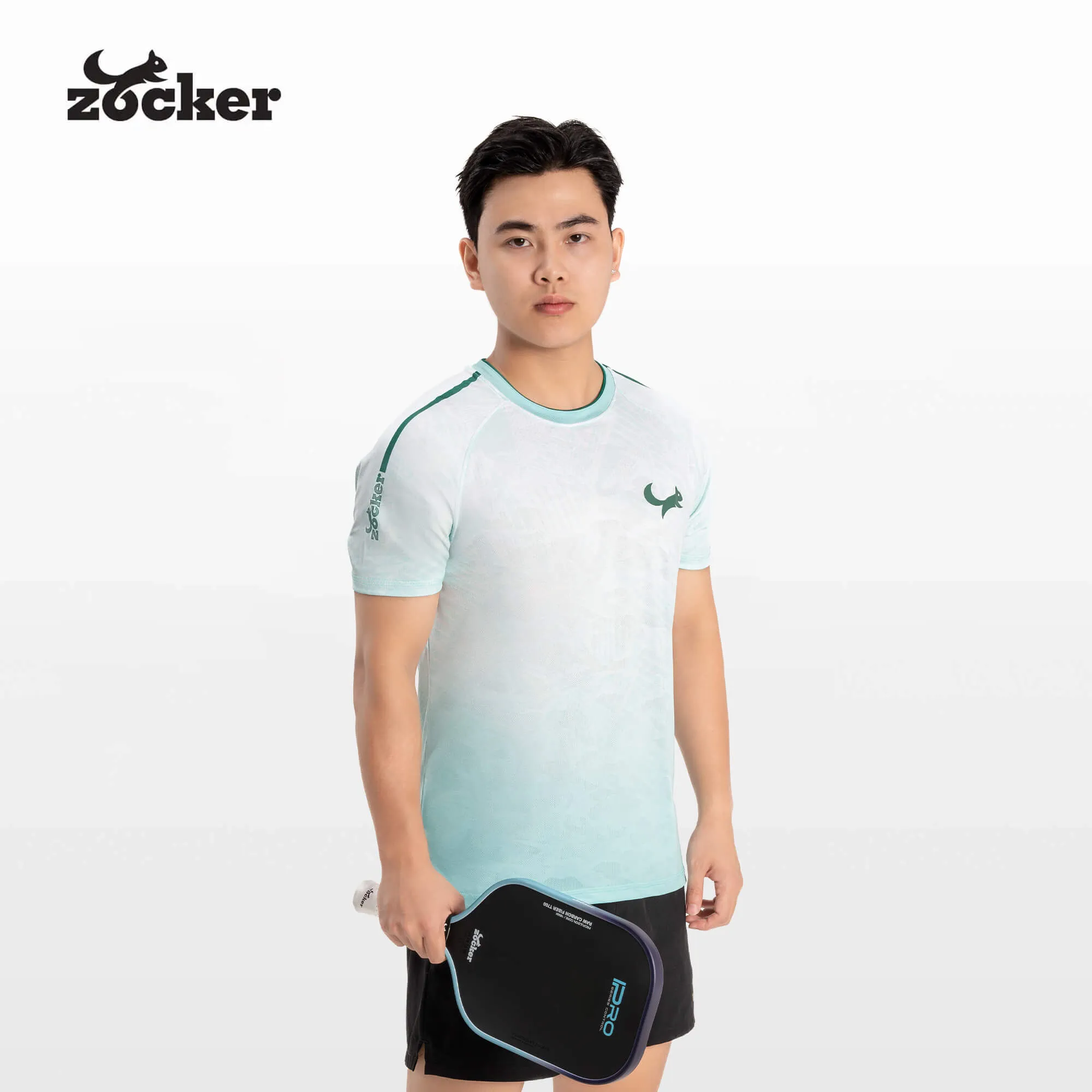 Áo Thi Đấu Pickleball Zocker JAC05 Nam - Trắng/Xanh Lá