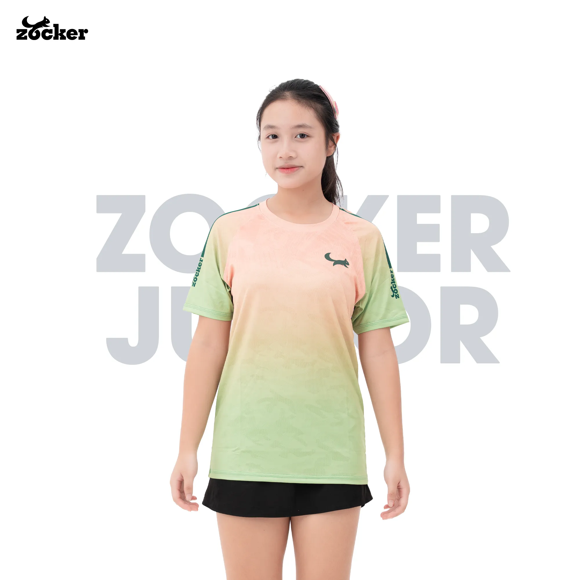 Áo Pickleball Trẻ Em Zocker Junior JAC05- Cổ tròn - Xanh chuối