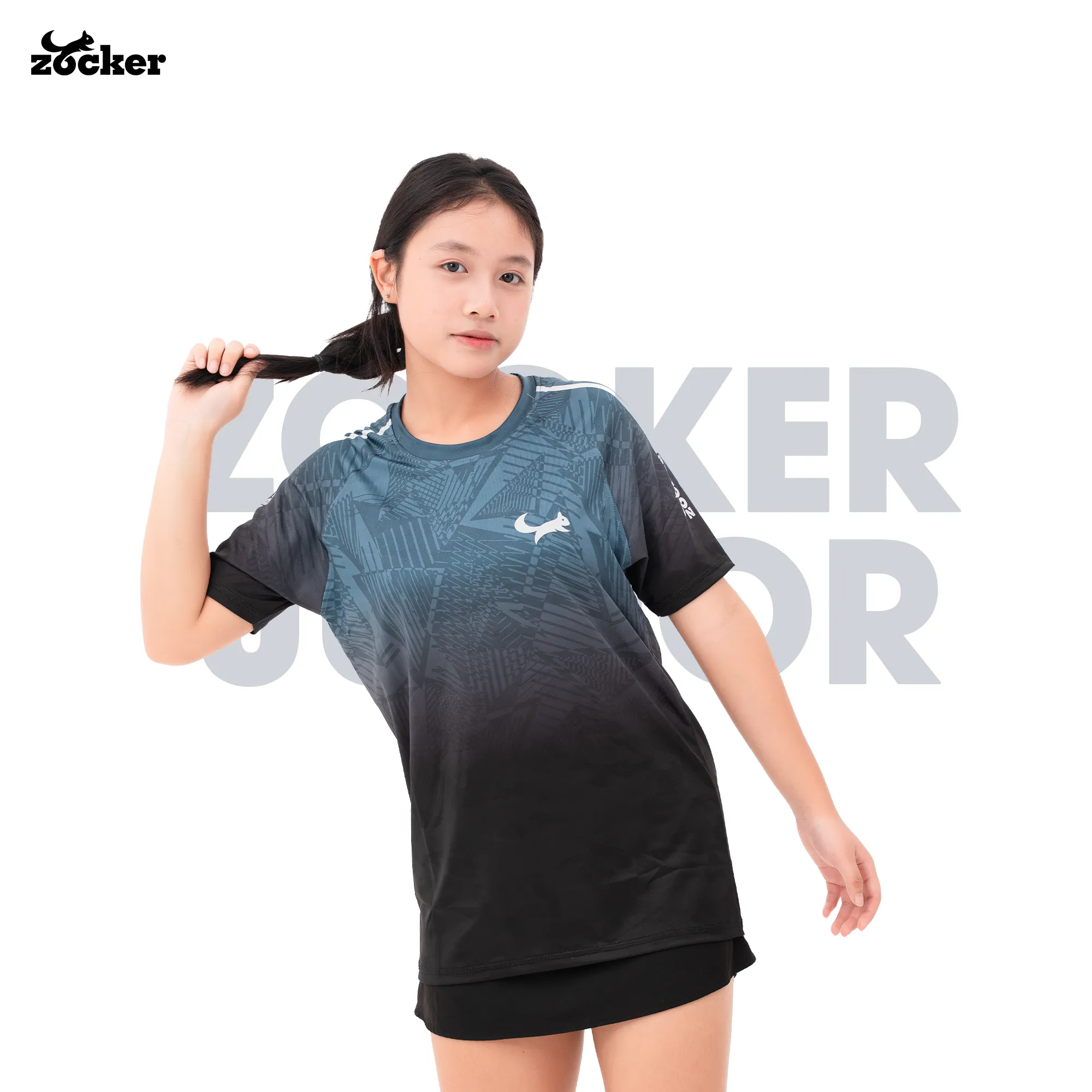 Áo Pickleball Trẻ Em Zocker Junior JAC05- Cổ tròn - Đen