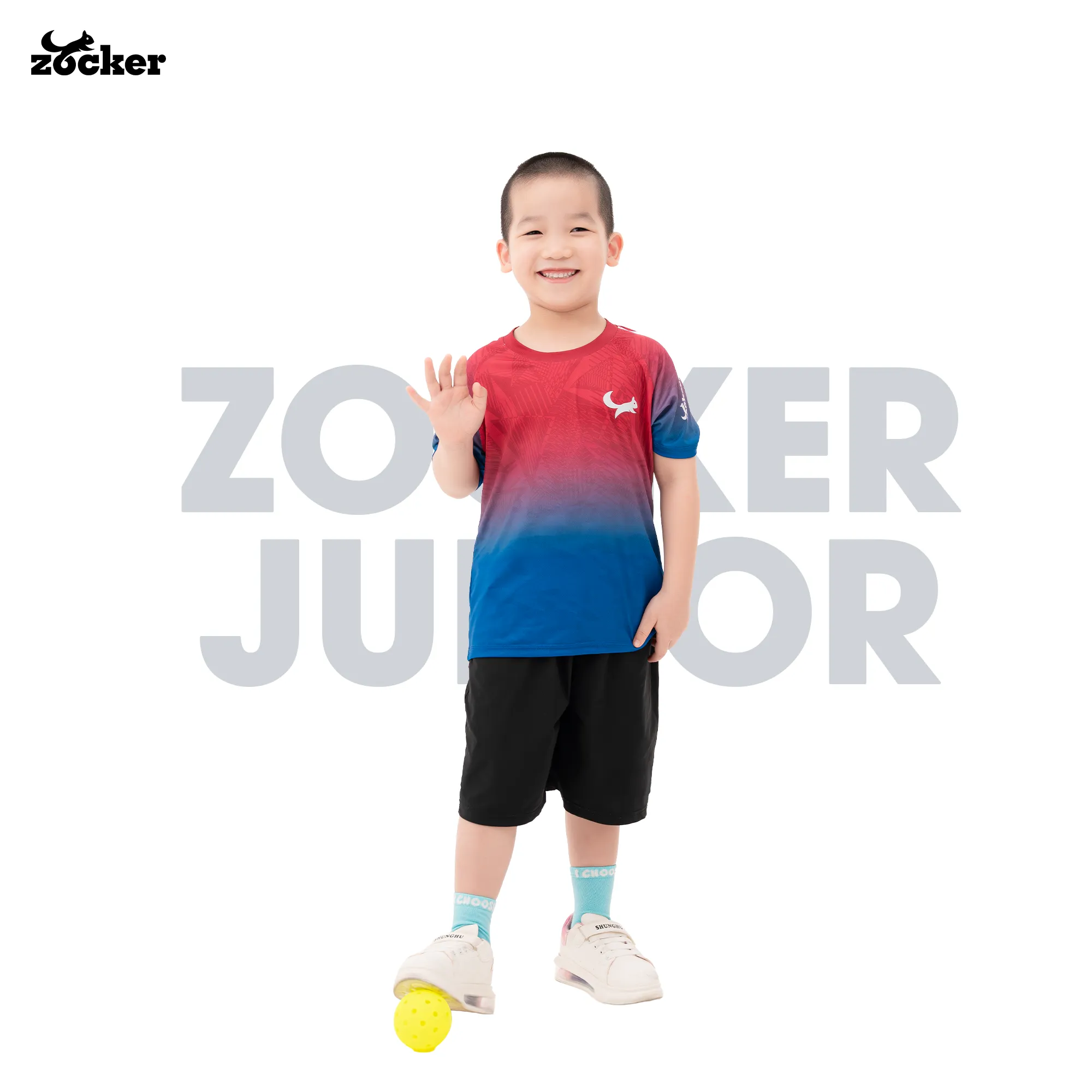 Áo Pickleball Trẻ Em Zocker Junior JAC05- Cổ tròn - Xanh Navy