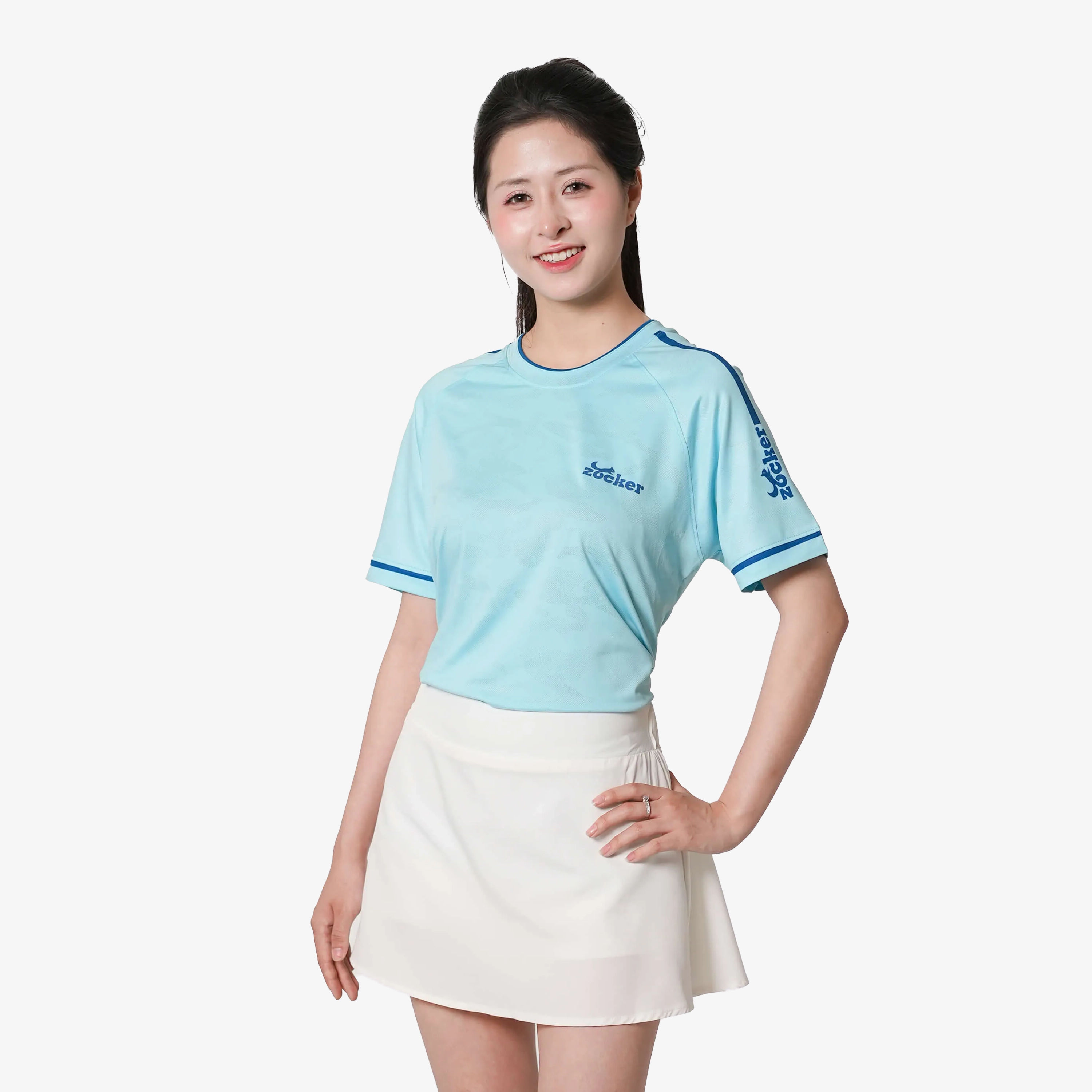 Áo Thi Đấu Pickleball Zocker JAC01 Nữ - Xanh Thiên Thanh
