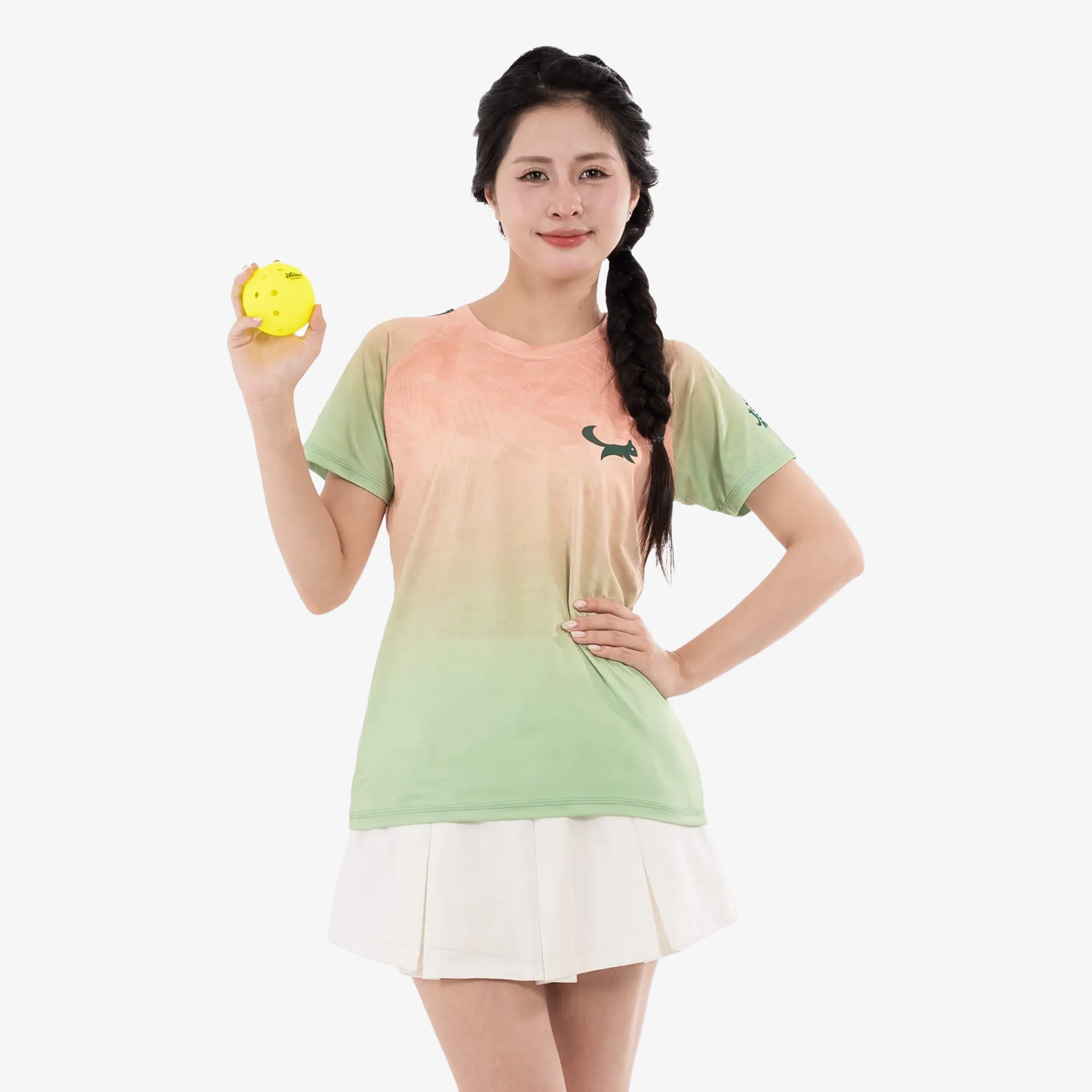 Áo Thi Đấu Pickleball Zocker JAC05 Nữ - Cổ tròn - Xanh chuối