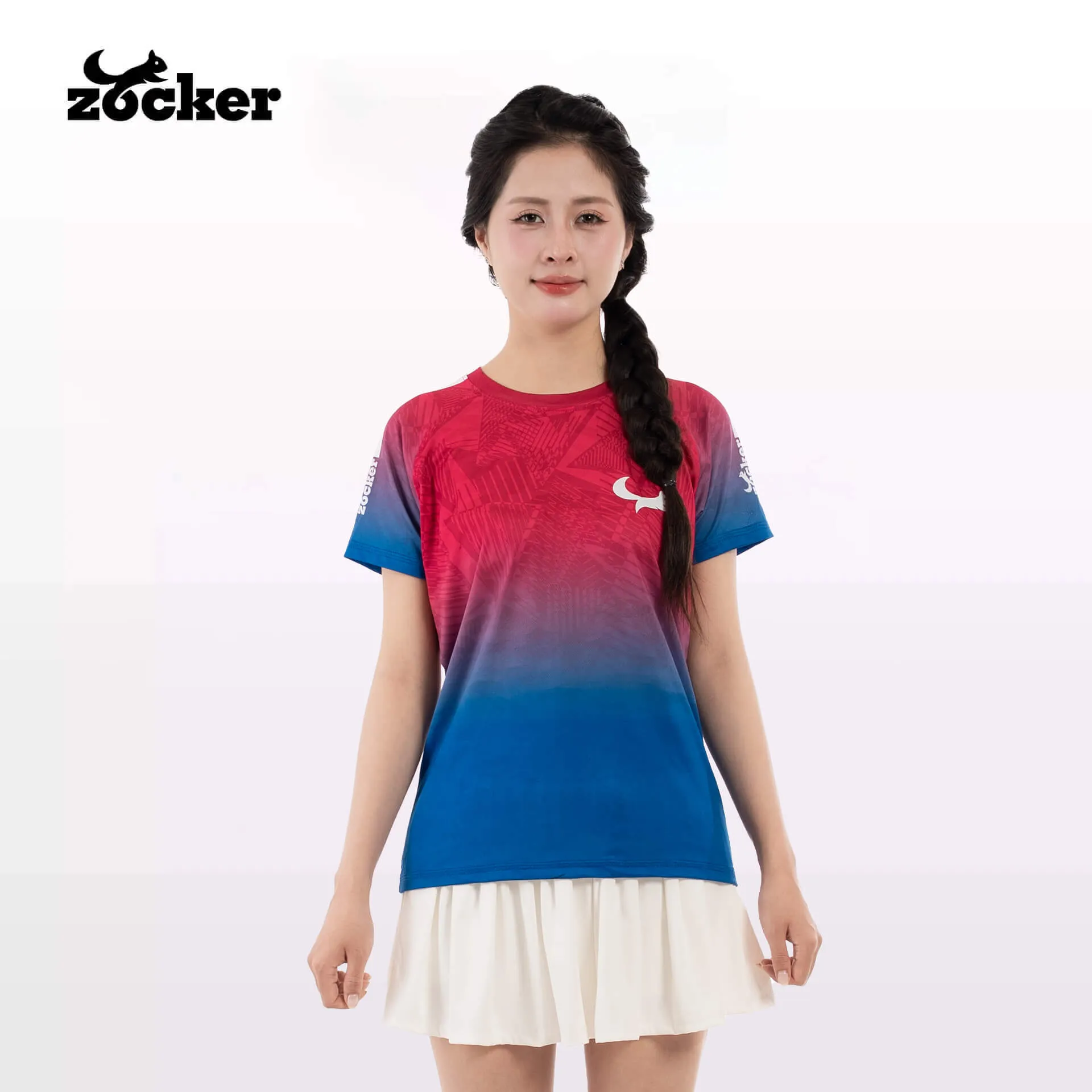 Áo Thi Đấu Pickleball Zocker JAC05 Nữ - Đỏ/Xanh Dương