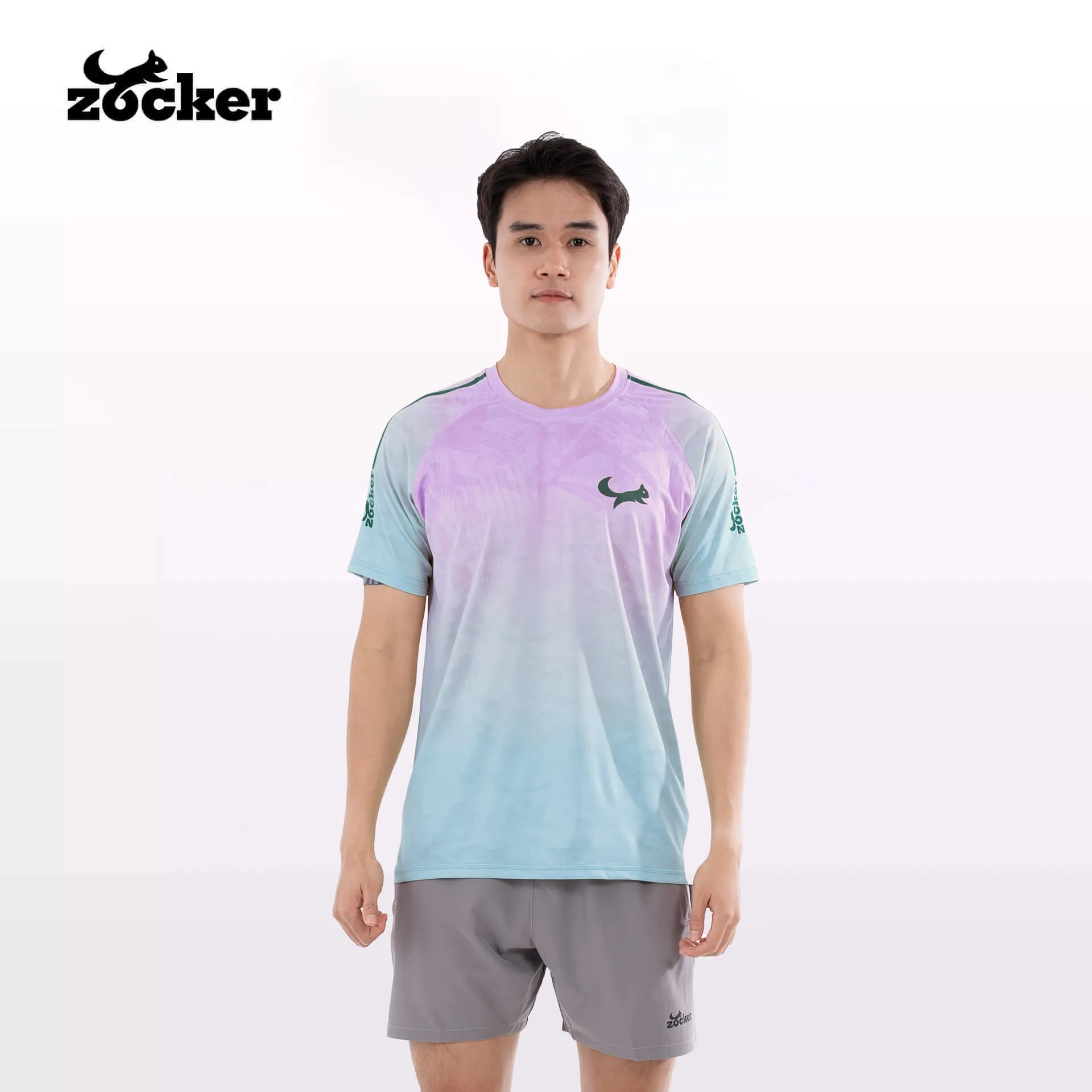 Áo Thi Đấu Pickleball Zocker JAC05 Nam - Tím/Xanh ngọc