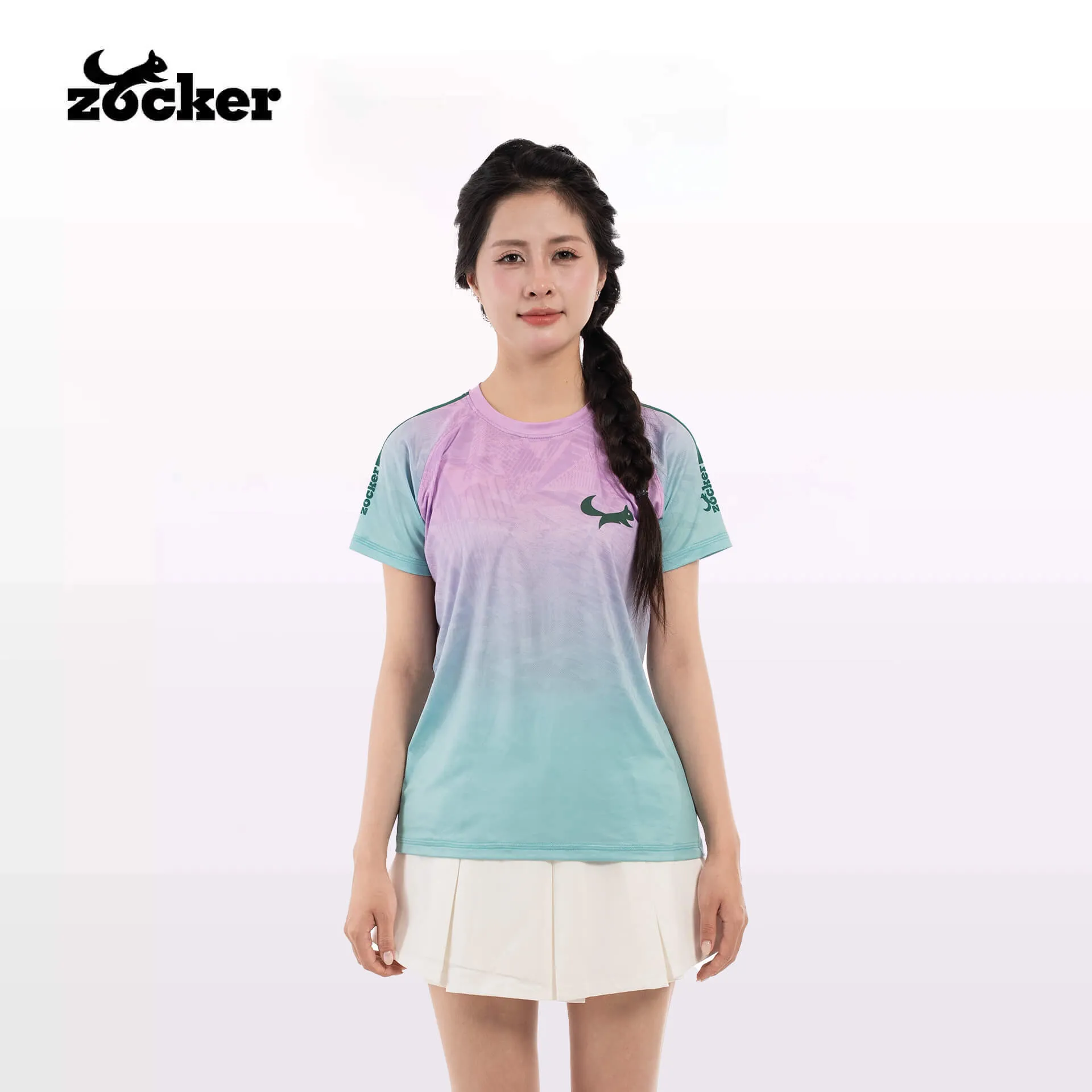 Áo Thi Đấu Pickleball Zocker JAC05 Nữ - Tím/Xanh ngọc