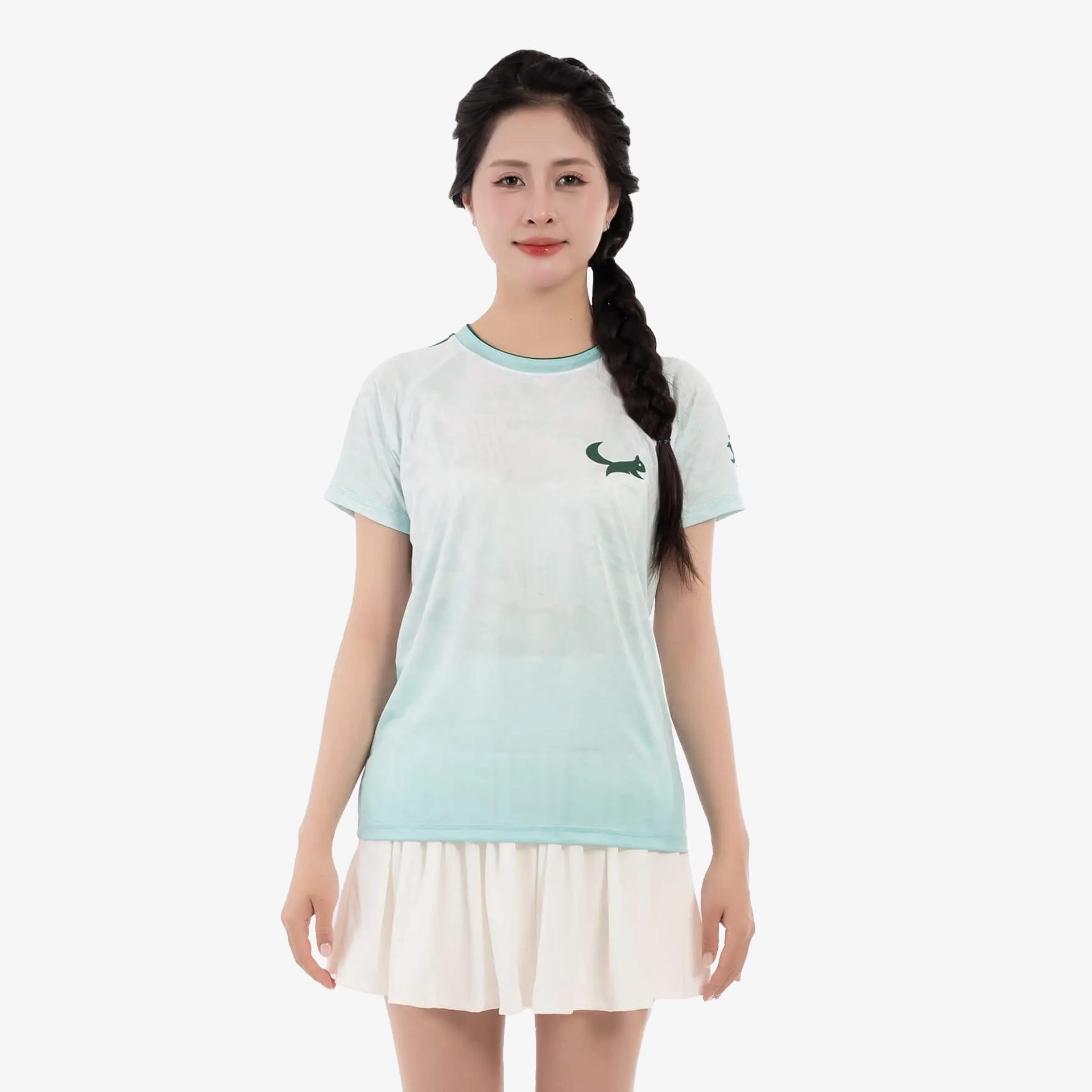 Áo Thi Đấu Pickleball Zocker JAC05 Nữ - Cổ tròn - Xanh ngọc