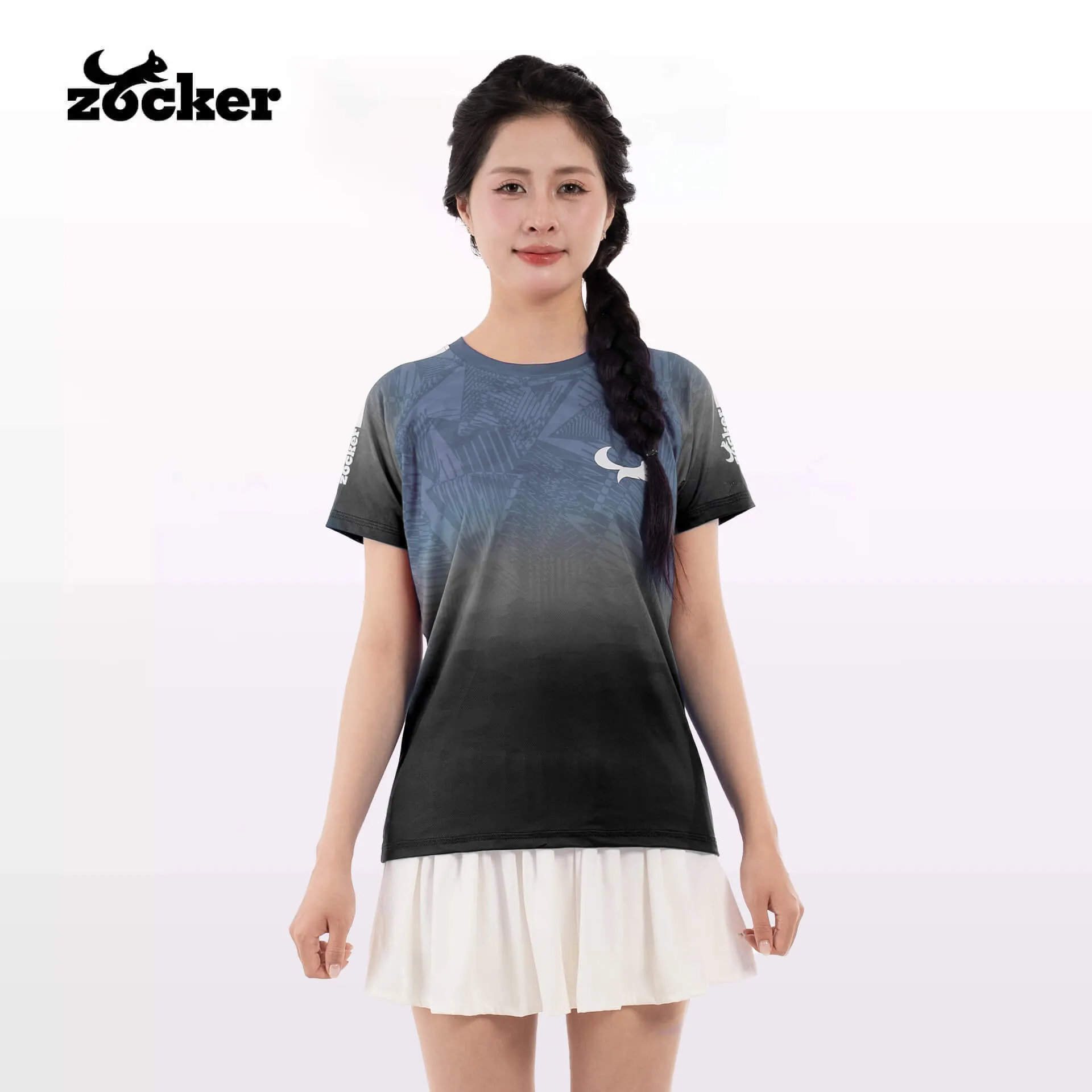 Áo Thi Đấu Pickleball Zocker JAC05 Nữ - Xanh/Đen