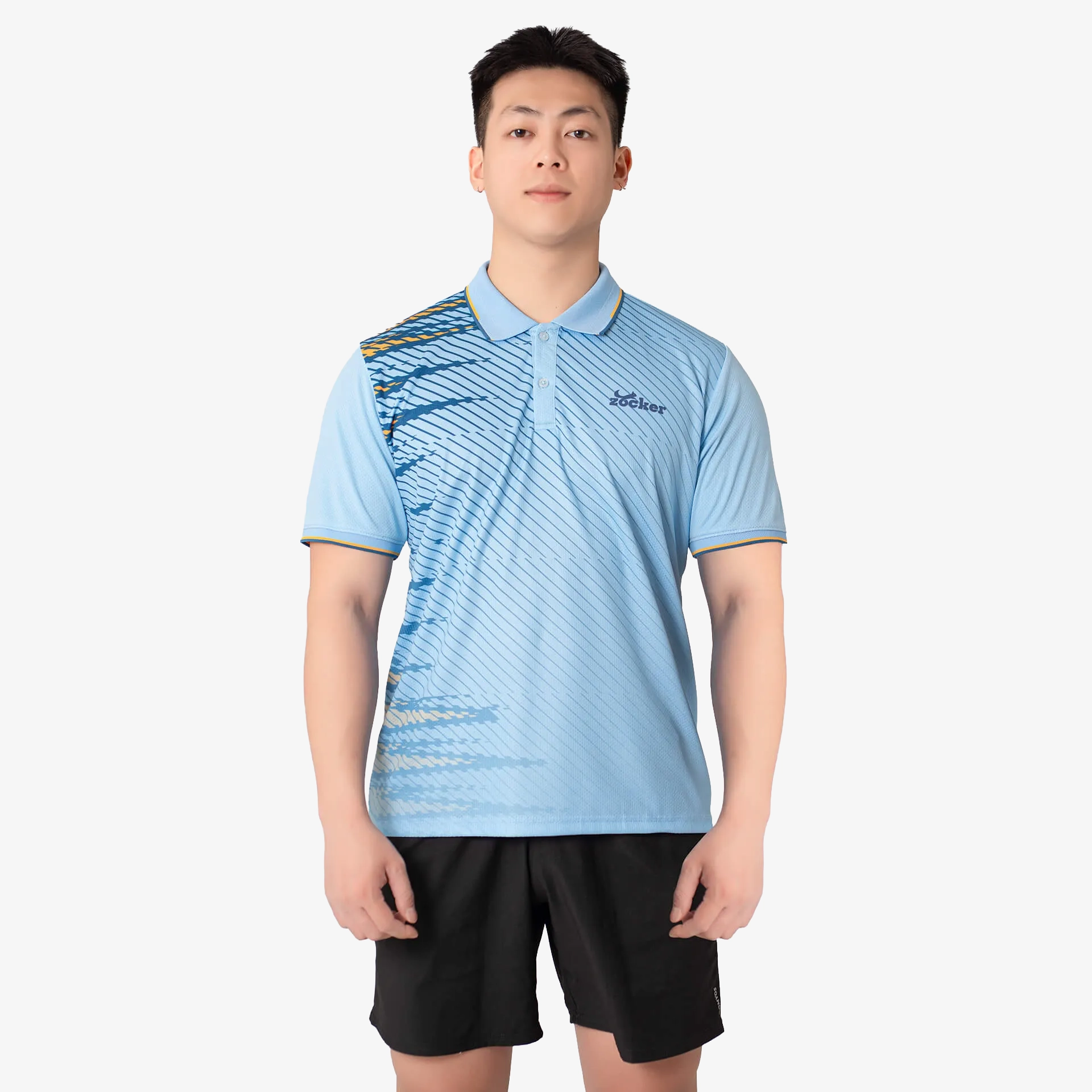 Áo Polo Thi Đấu Pickleball Zocker Xanh Da Trời