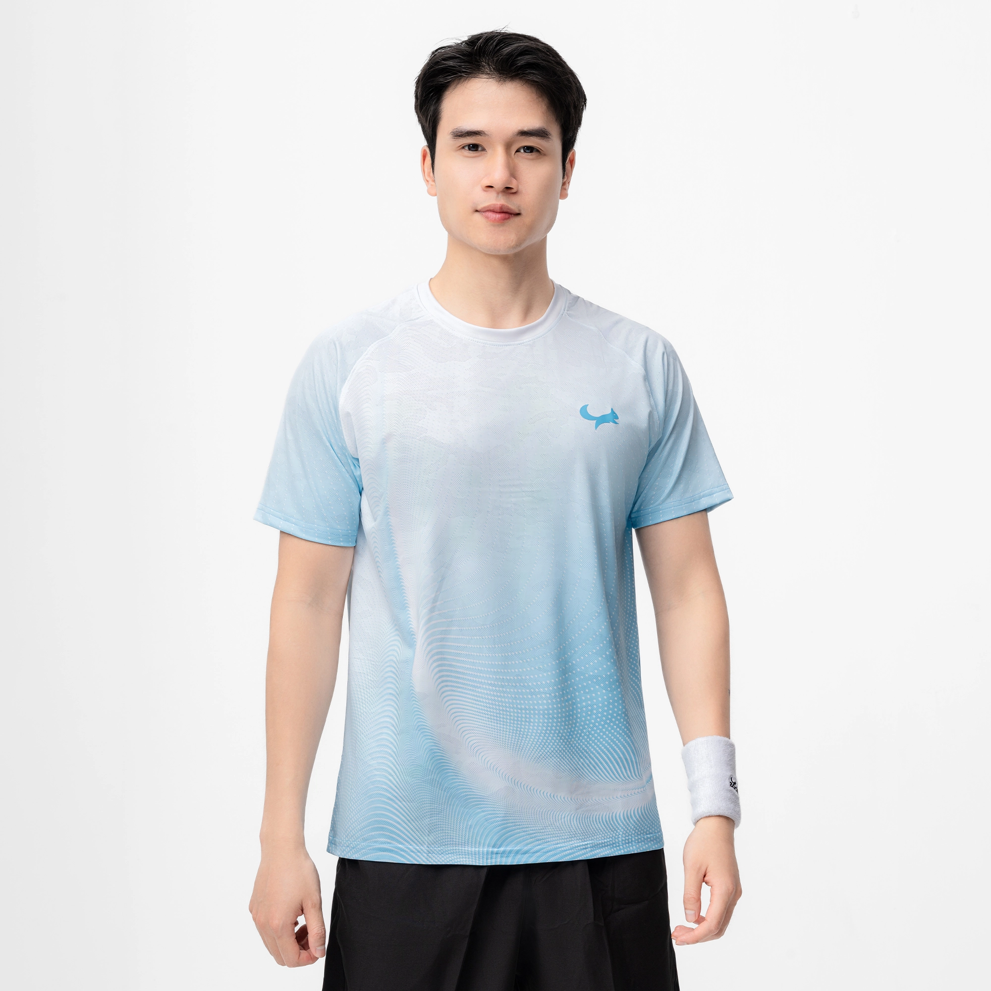 Áo Thi Đấu Pickleball Zocker Aspire Signature – Cổ tròn – Trắng xanh