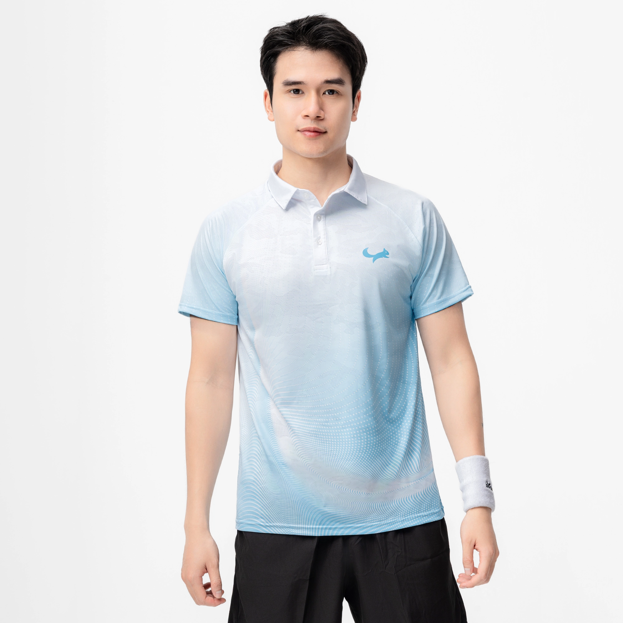 Áo Thi Đấu Pickleball Zocker Aspire Signature – Cổ bẻ – Trắng xanh