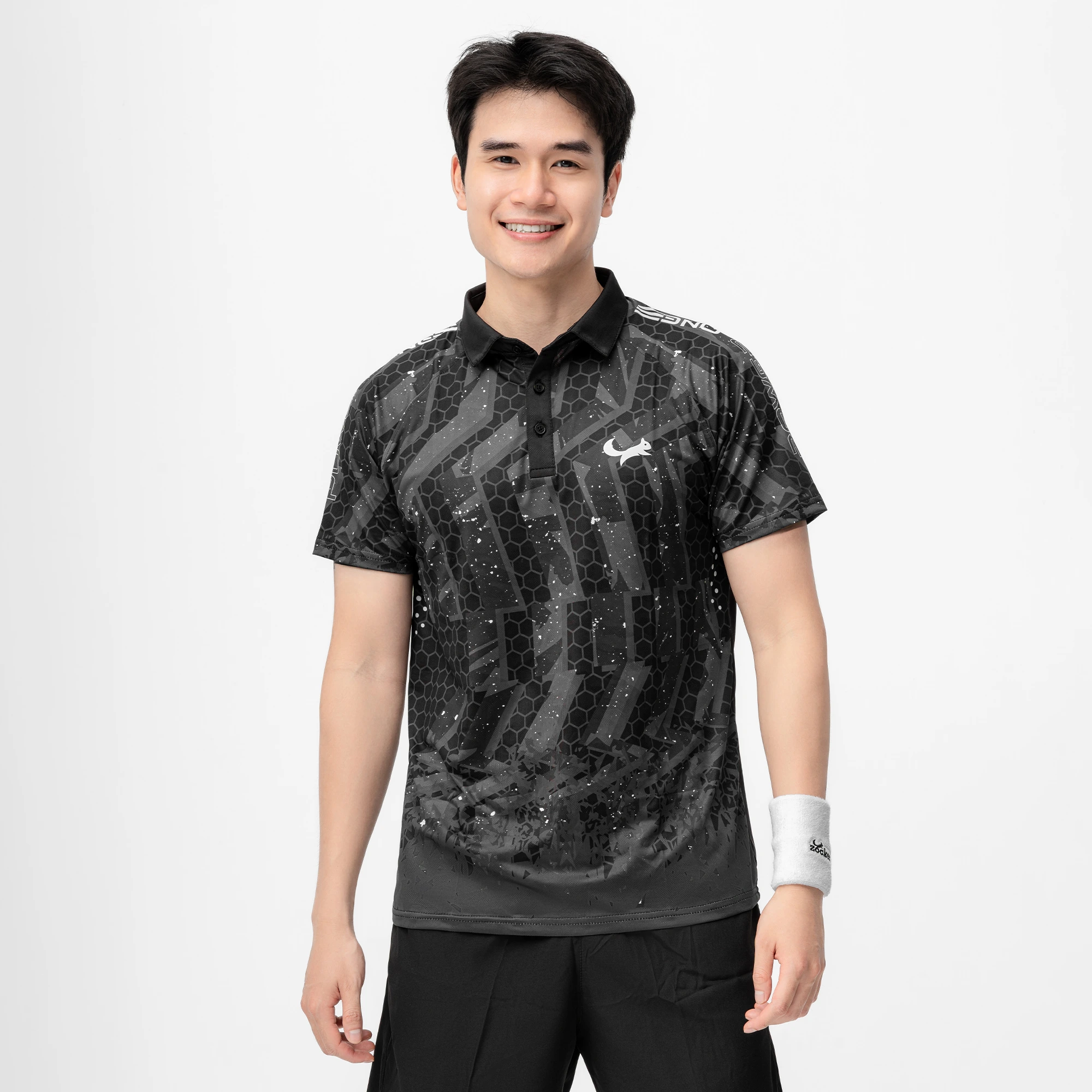 Áo Thi Đấu Pickleball Zocker Power One – Cổ bẻ – Đen