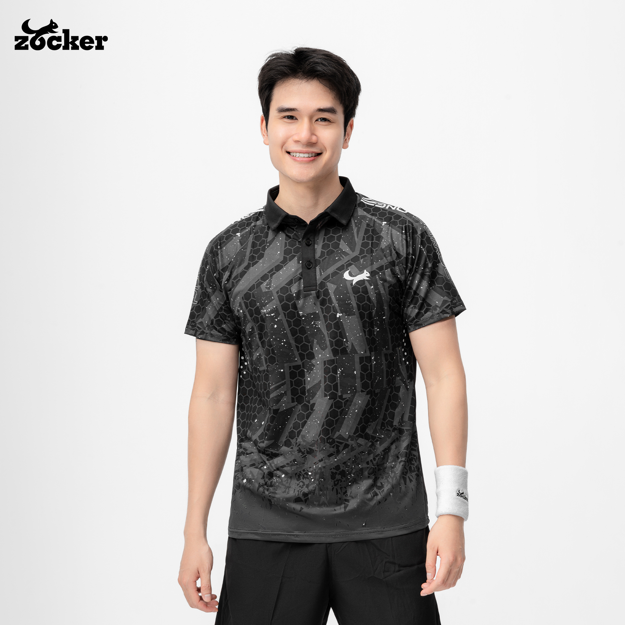 Áo Thi Đấu Pickleball Zocker Power One – Cổ bẻ – Đen